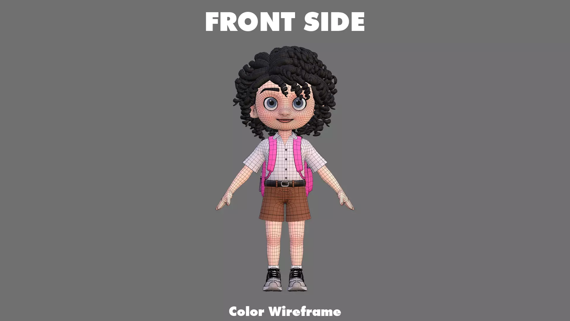 Cartoon Girl Character Low-poly 3D model_31