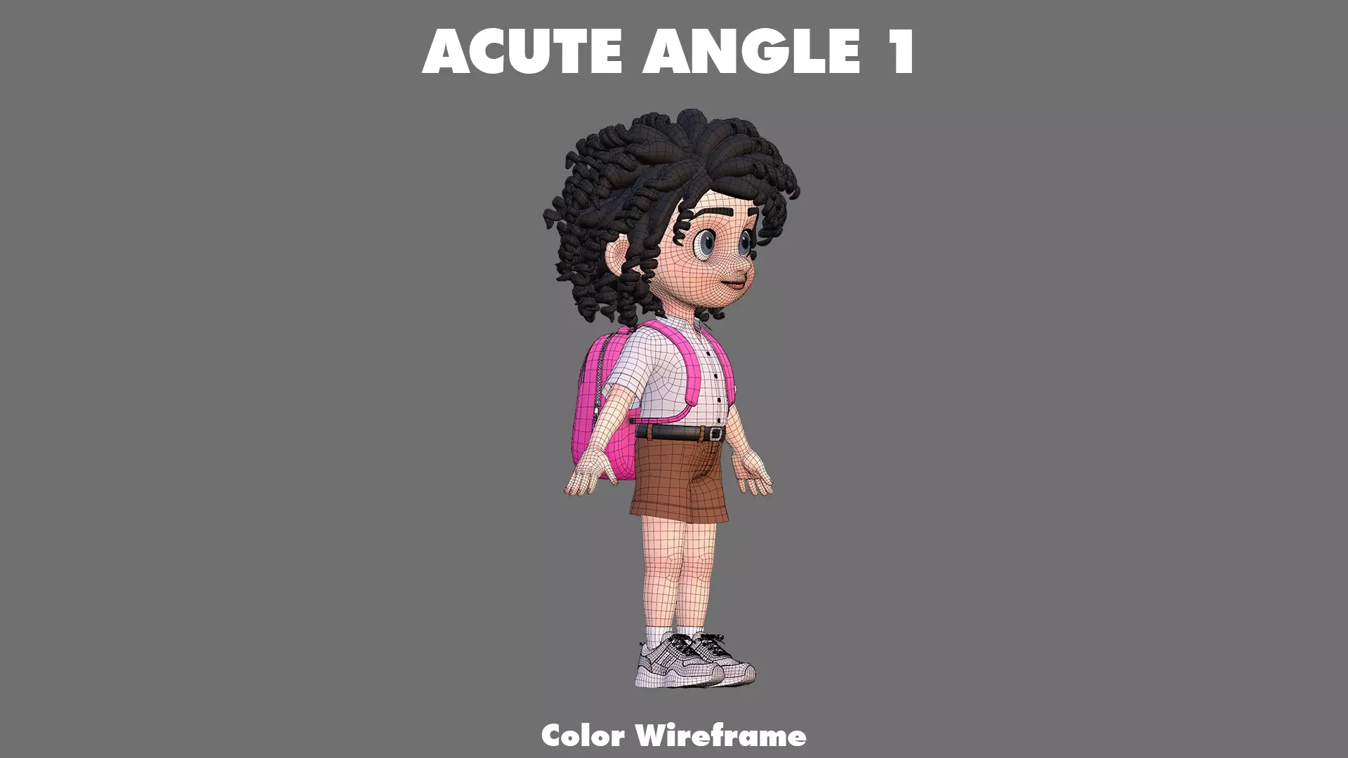Cartoon Girl Character Low-poly 3D model_35