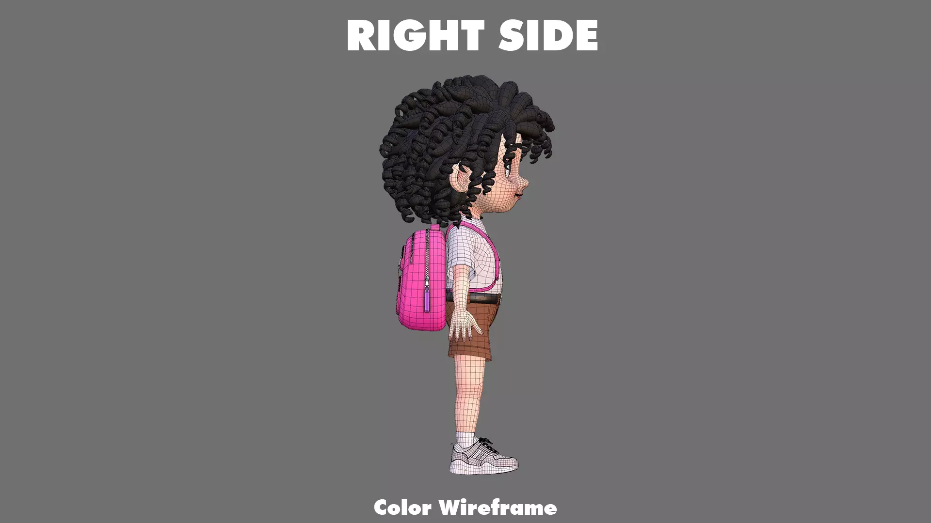 Cartoon Girl Character Low-poly 3D model_32