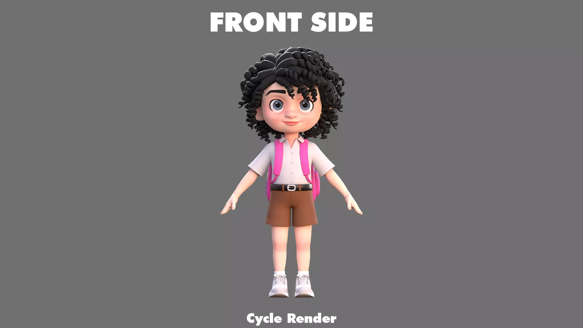 Cartoon Girl Character Low-poly 3D model_7