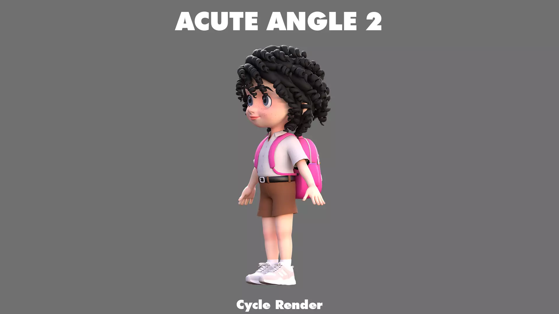 Cartoon Girl Character Low-poly 3D model_12