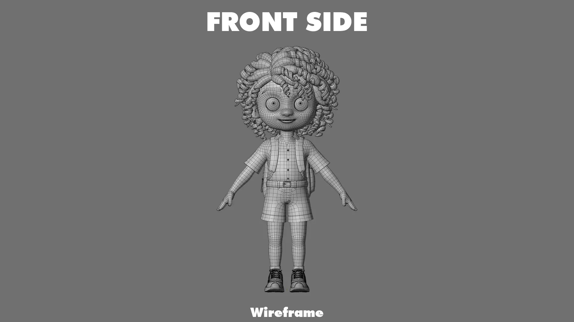 Cartoon Girl Character Low-poly 3D model_25