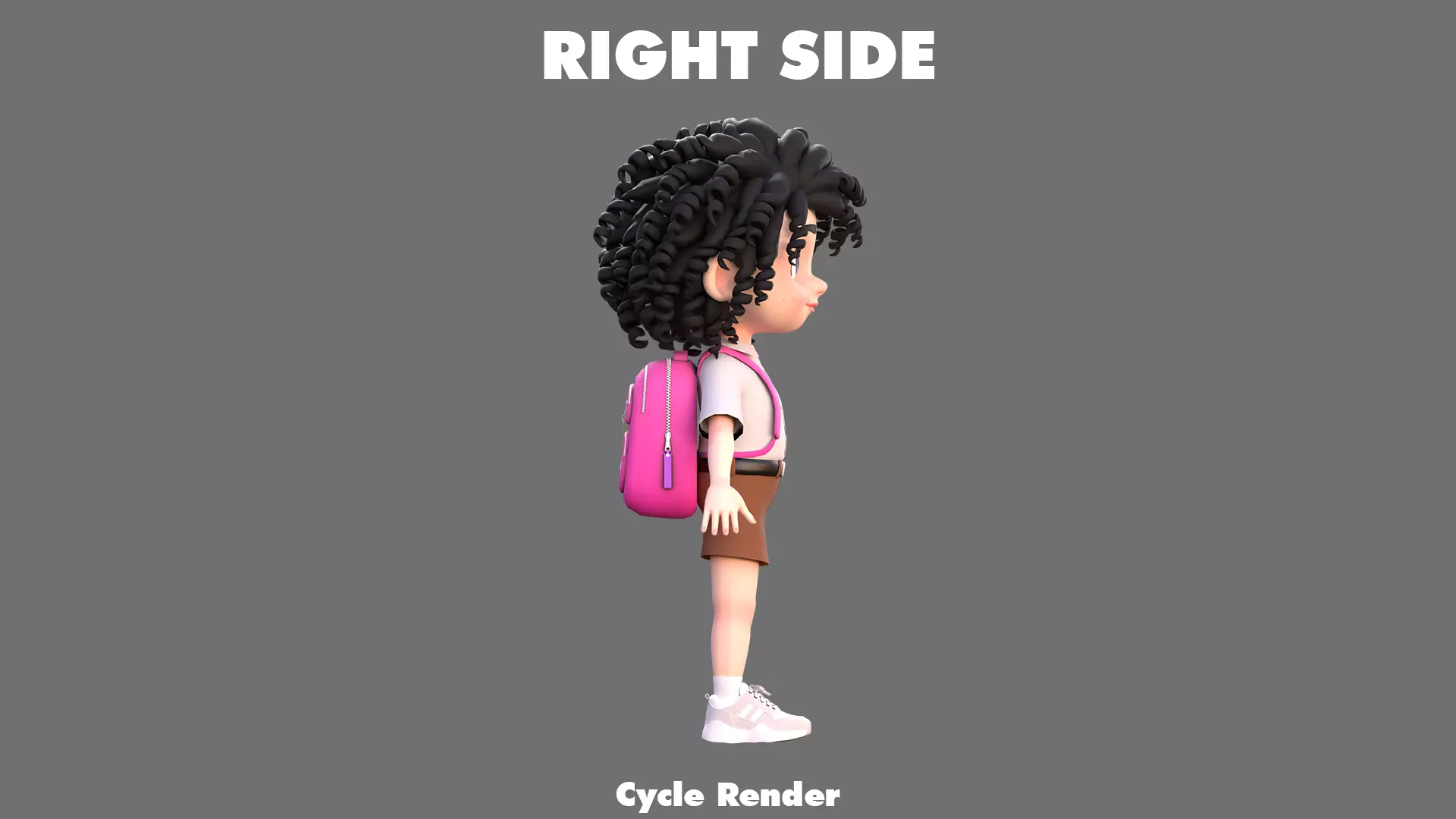 Cartoon Girl Character Low-poly 3D model_8