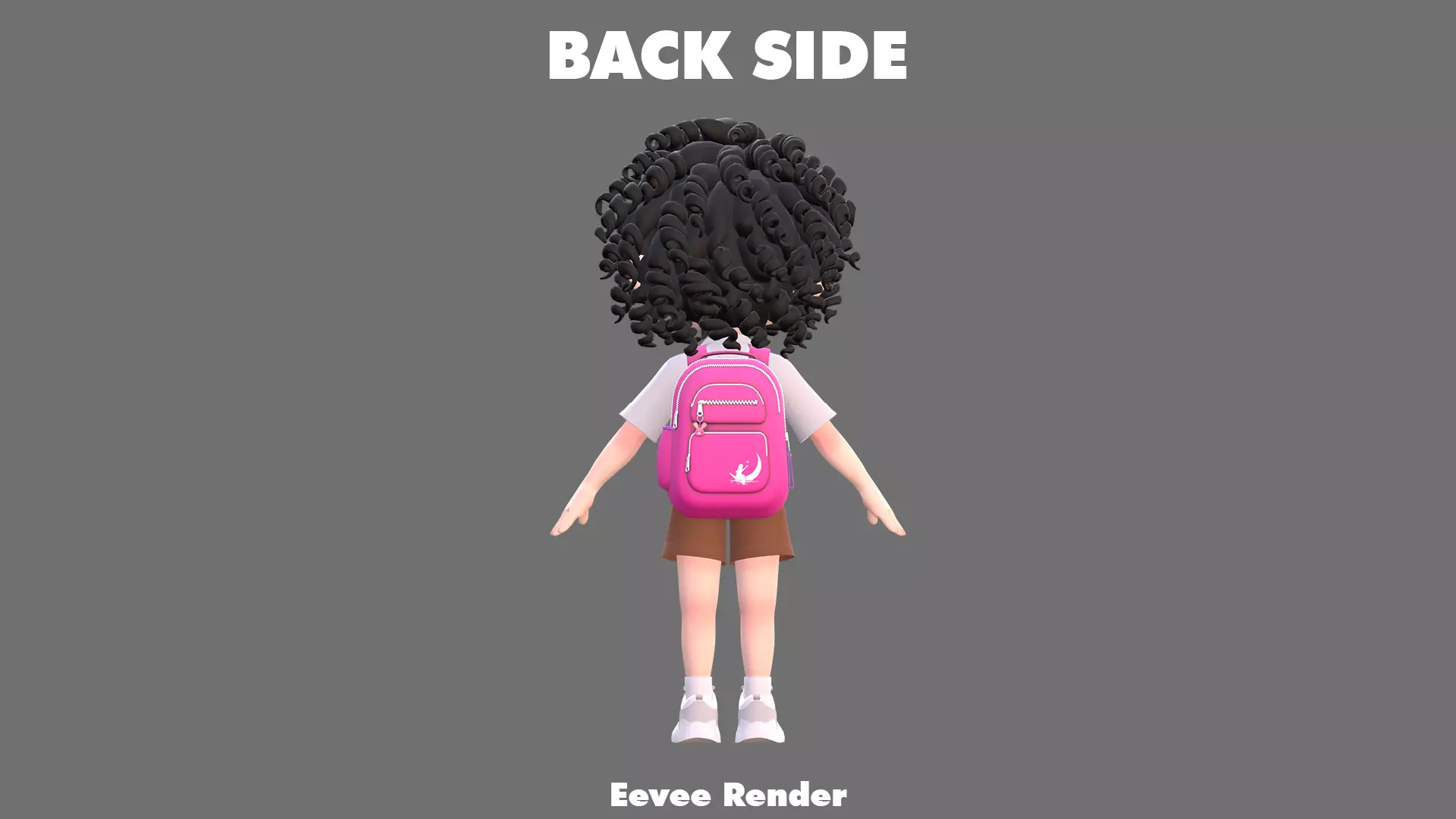 Cartoon Girl Character Low-poly 3D model_15