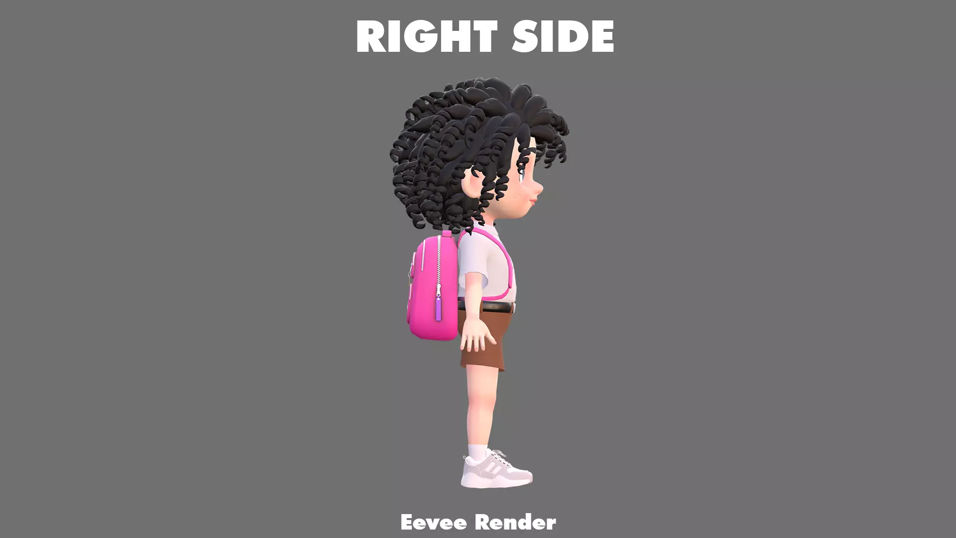 Cartoon Girl Character Low-poly 3D model_14