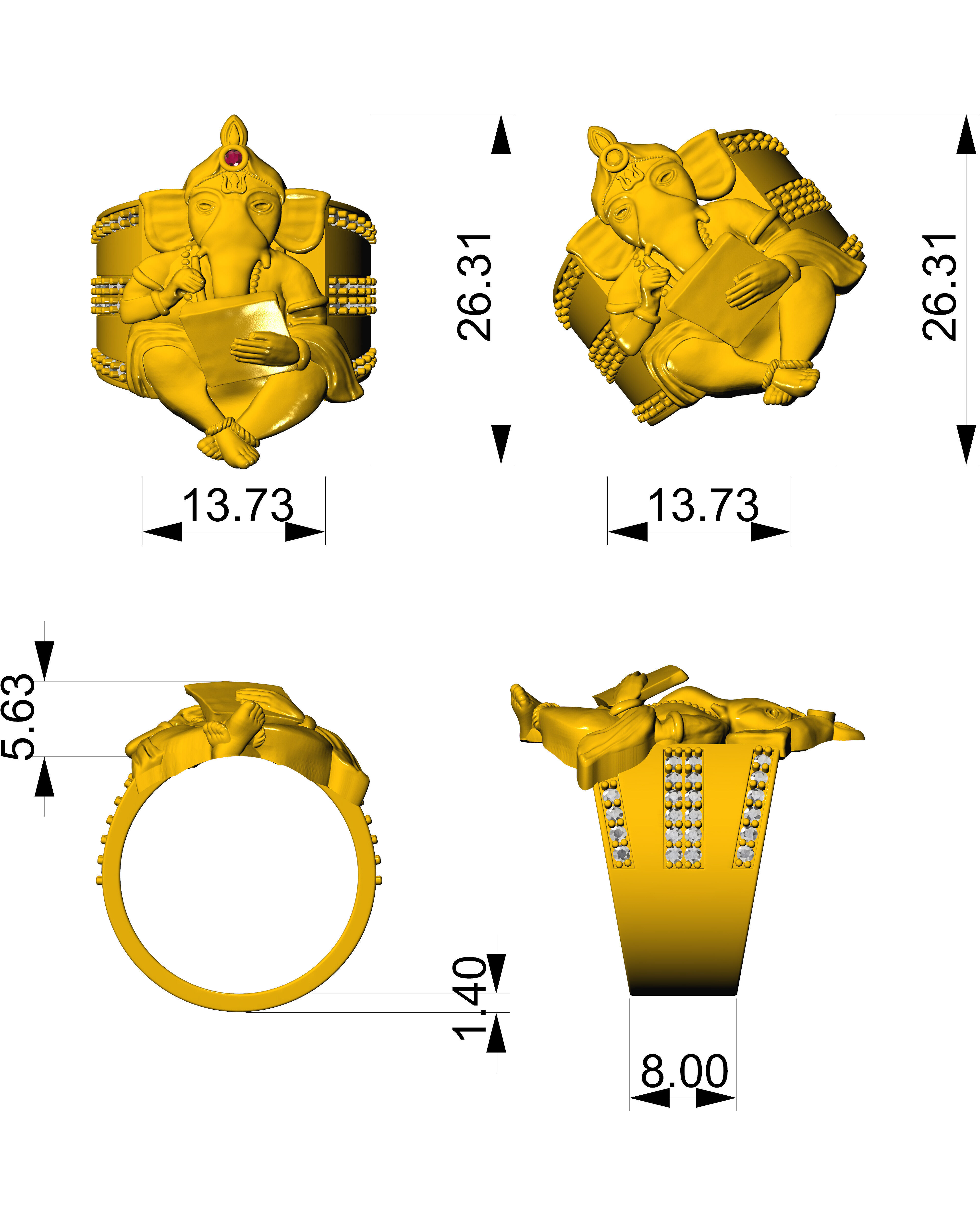 ganesh ring 3D print model_8