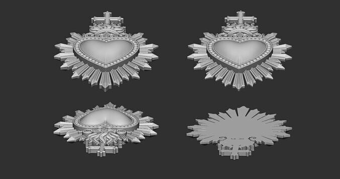 Statue and relief of the Sacred Fire Heart of Christ 3D print model