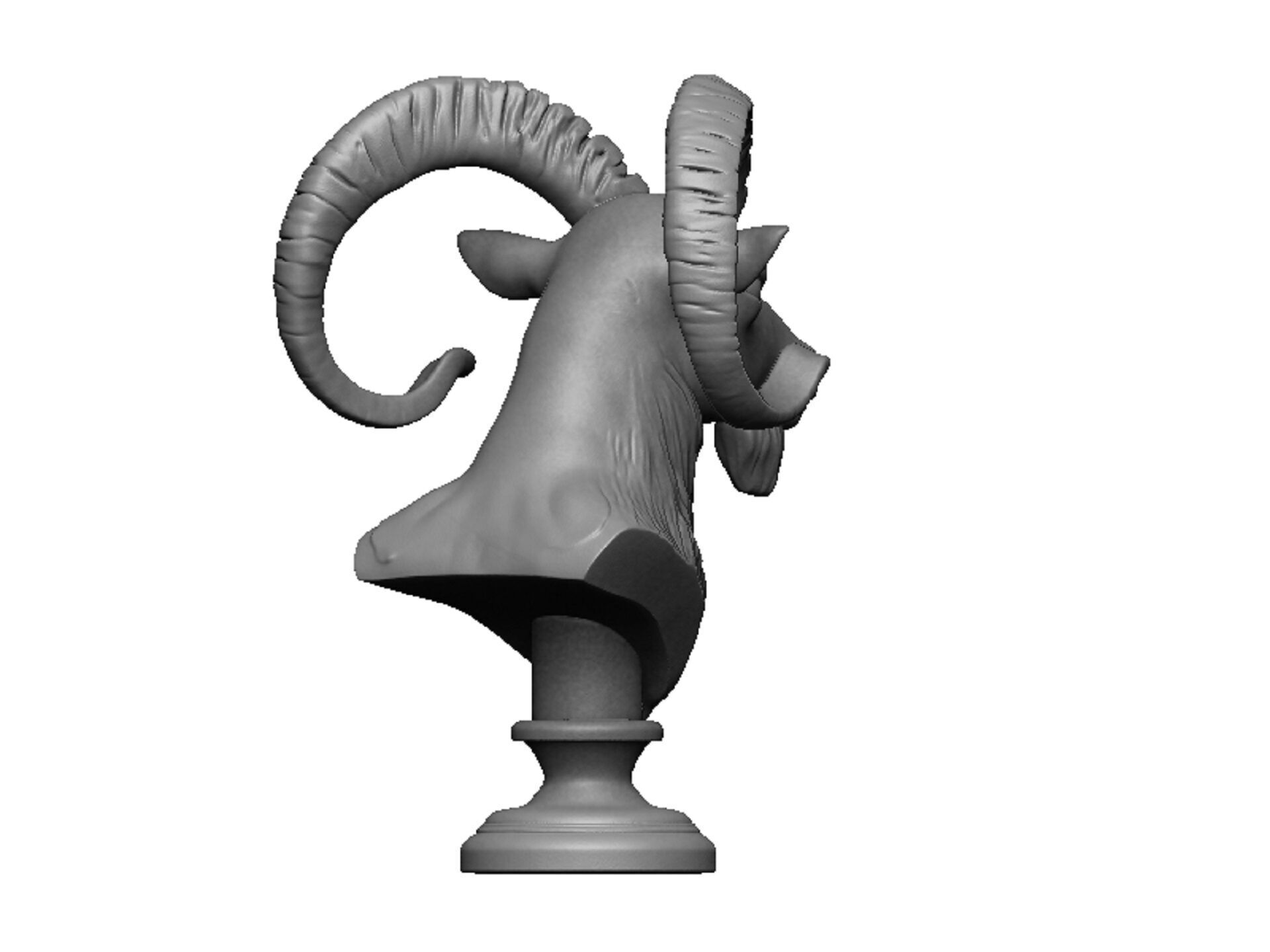 ram head bust 3D print model_3