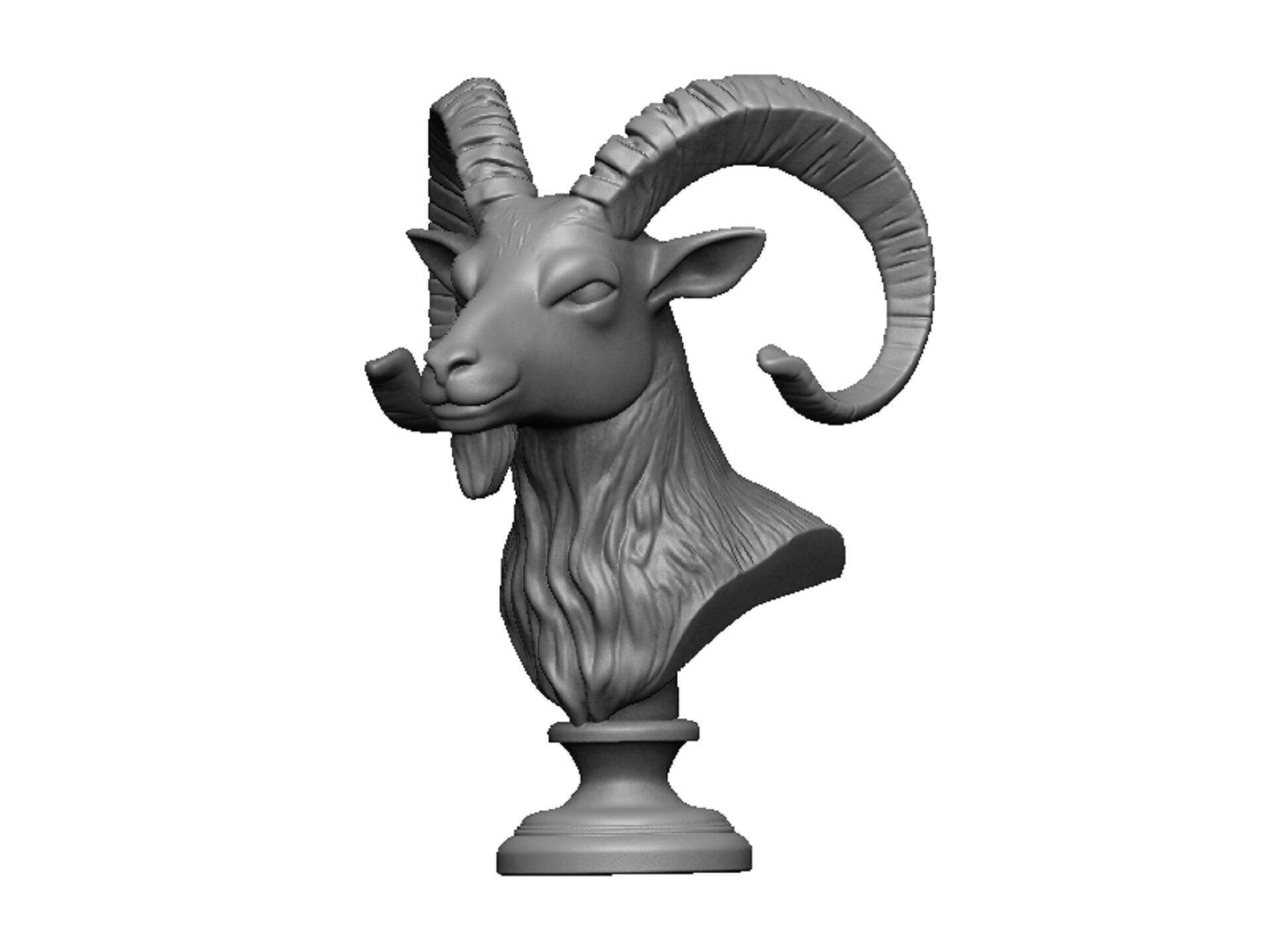 ram head bust 3D print model_6