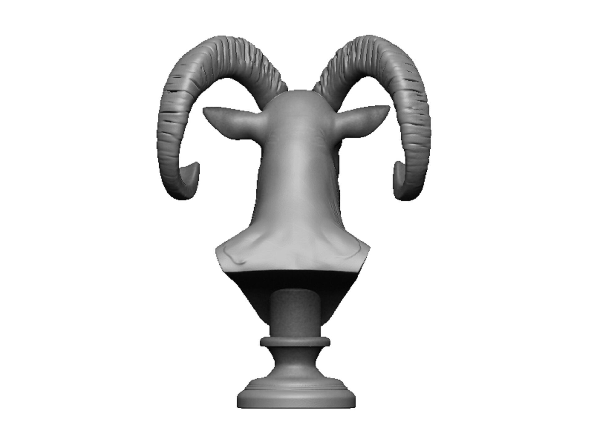 ram head bust 3D print model_4