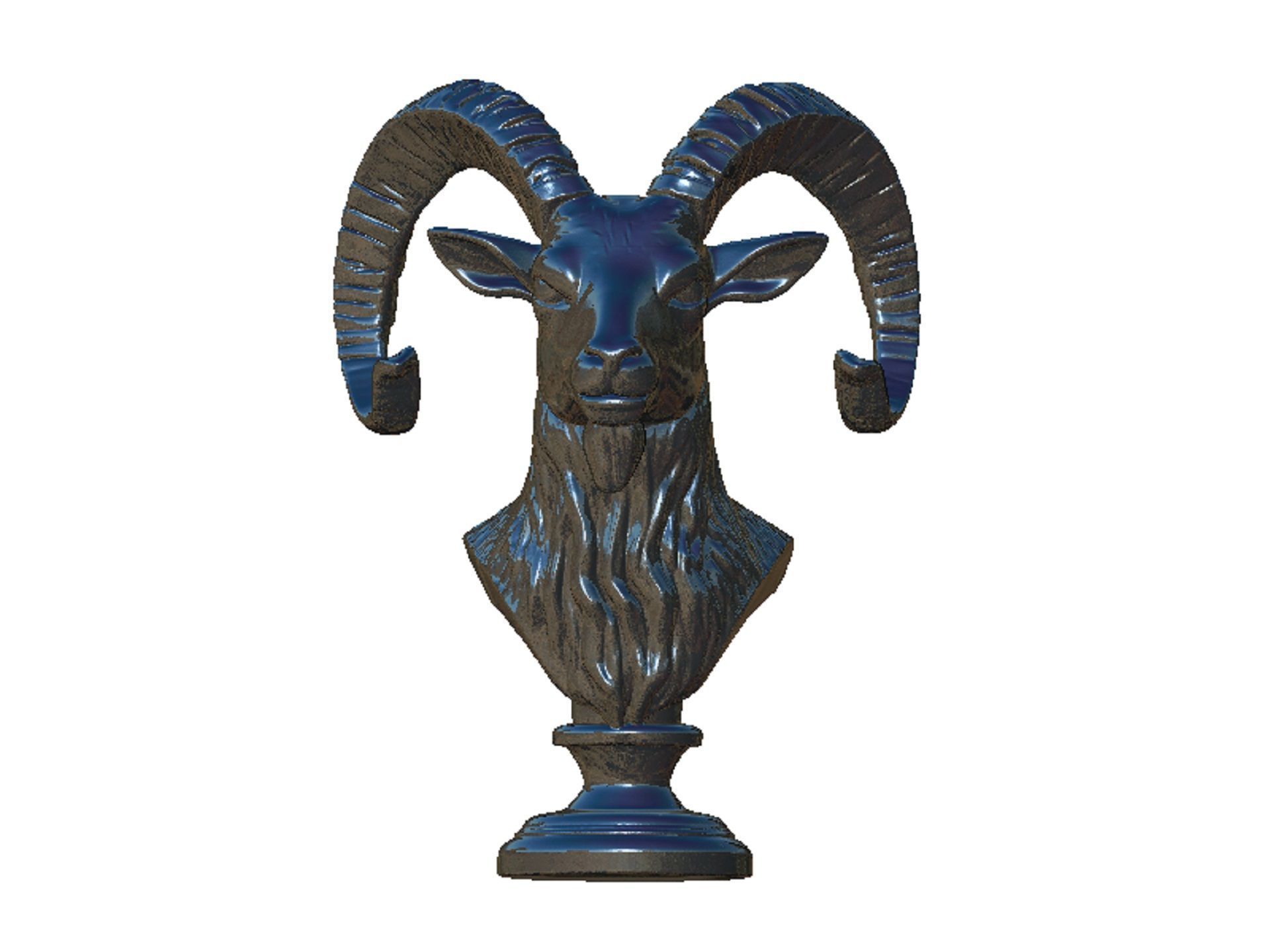 ram head bust 3D print model_7