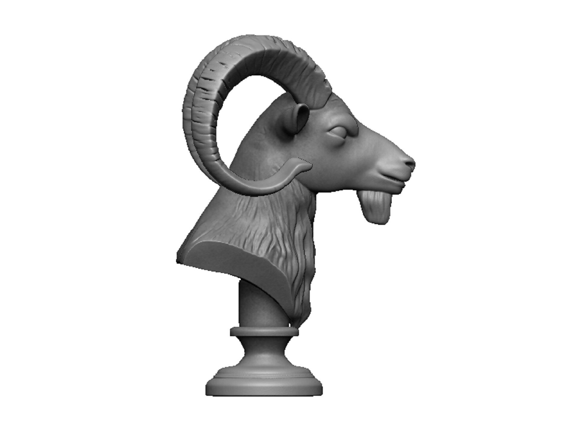 ram head bust 3D print model_2