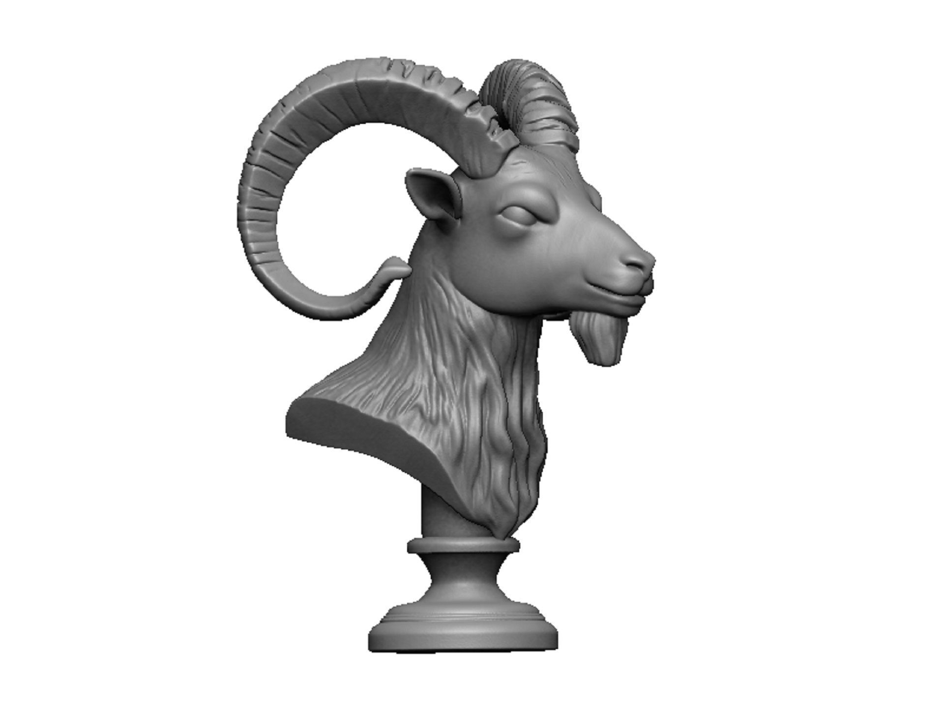 ram head bust 3D print model_1