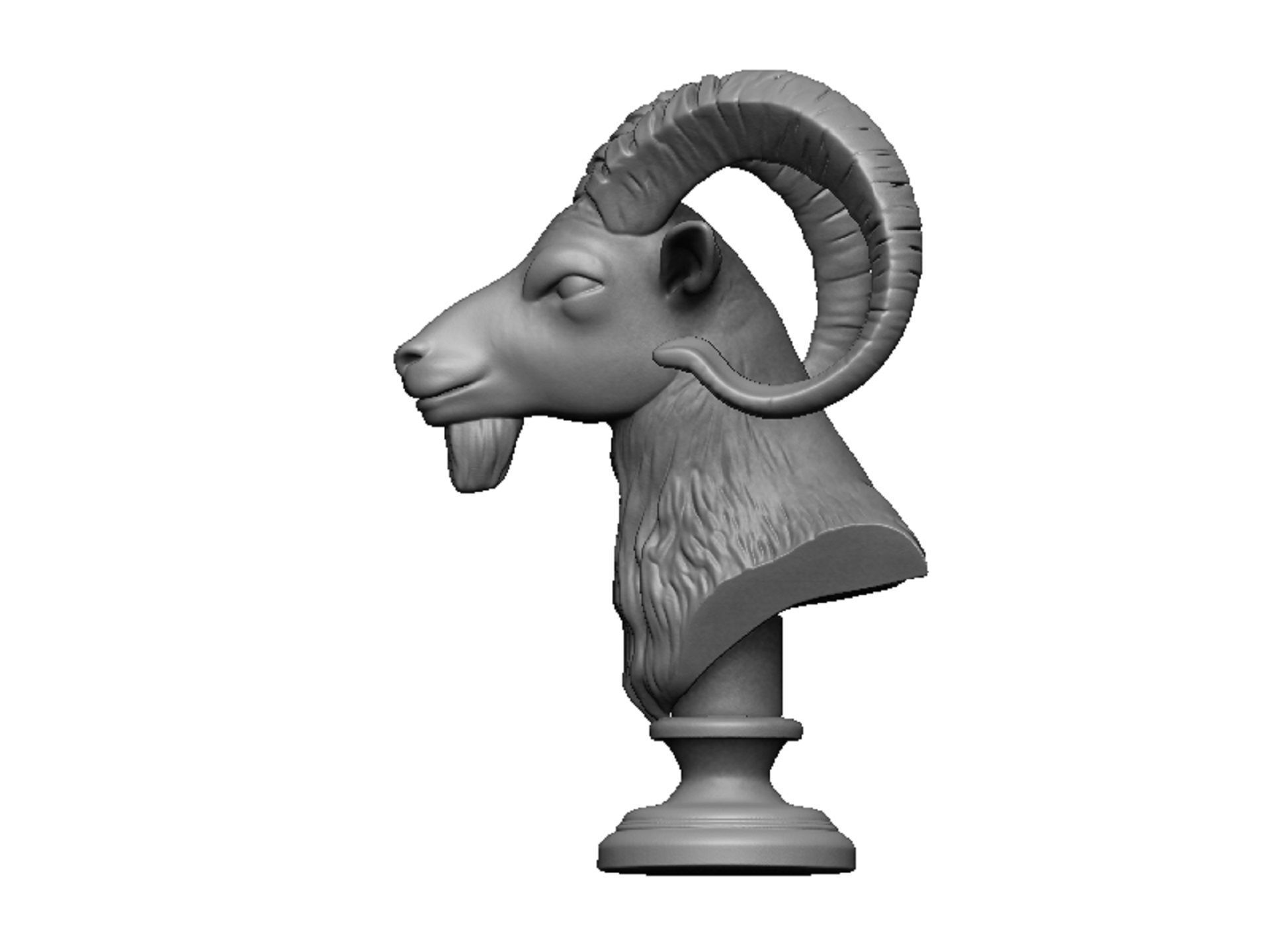 ram head bust 3D print model_5