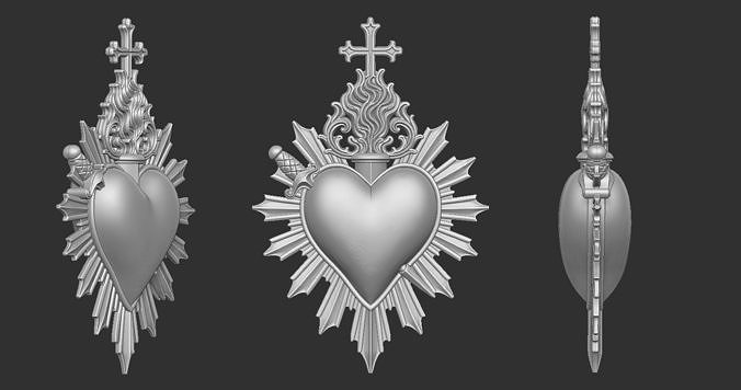 Statue and relief of the Sacred Fire Heart of Christ 2 3D print model
