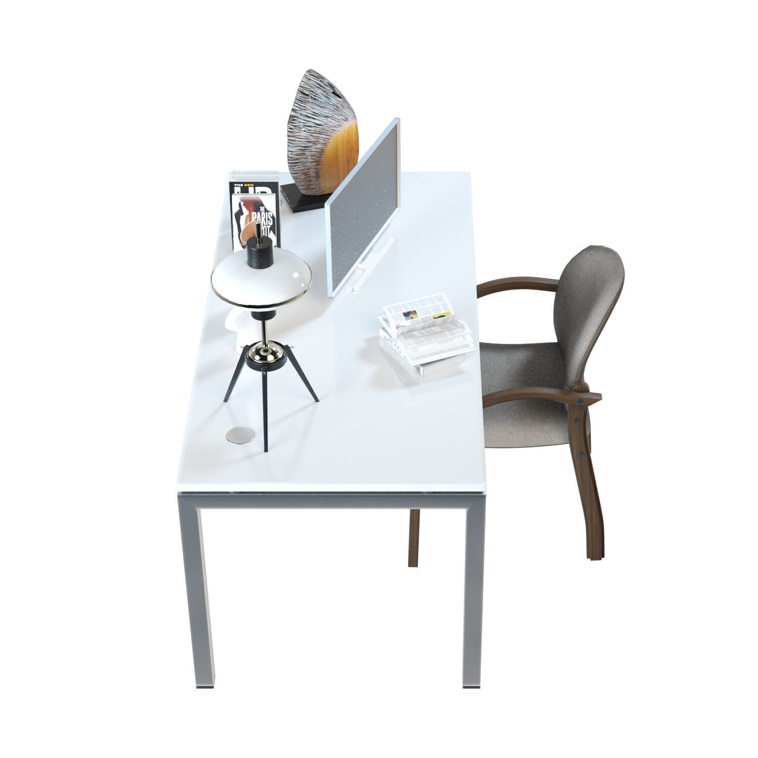  Simple Office Workplace Low-poly 3D model_2