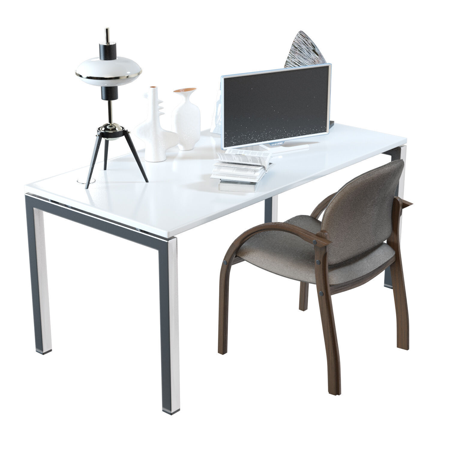  Simple Office Workplace Low-poly 3D model_1