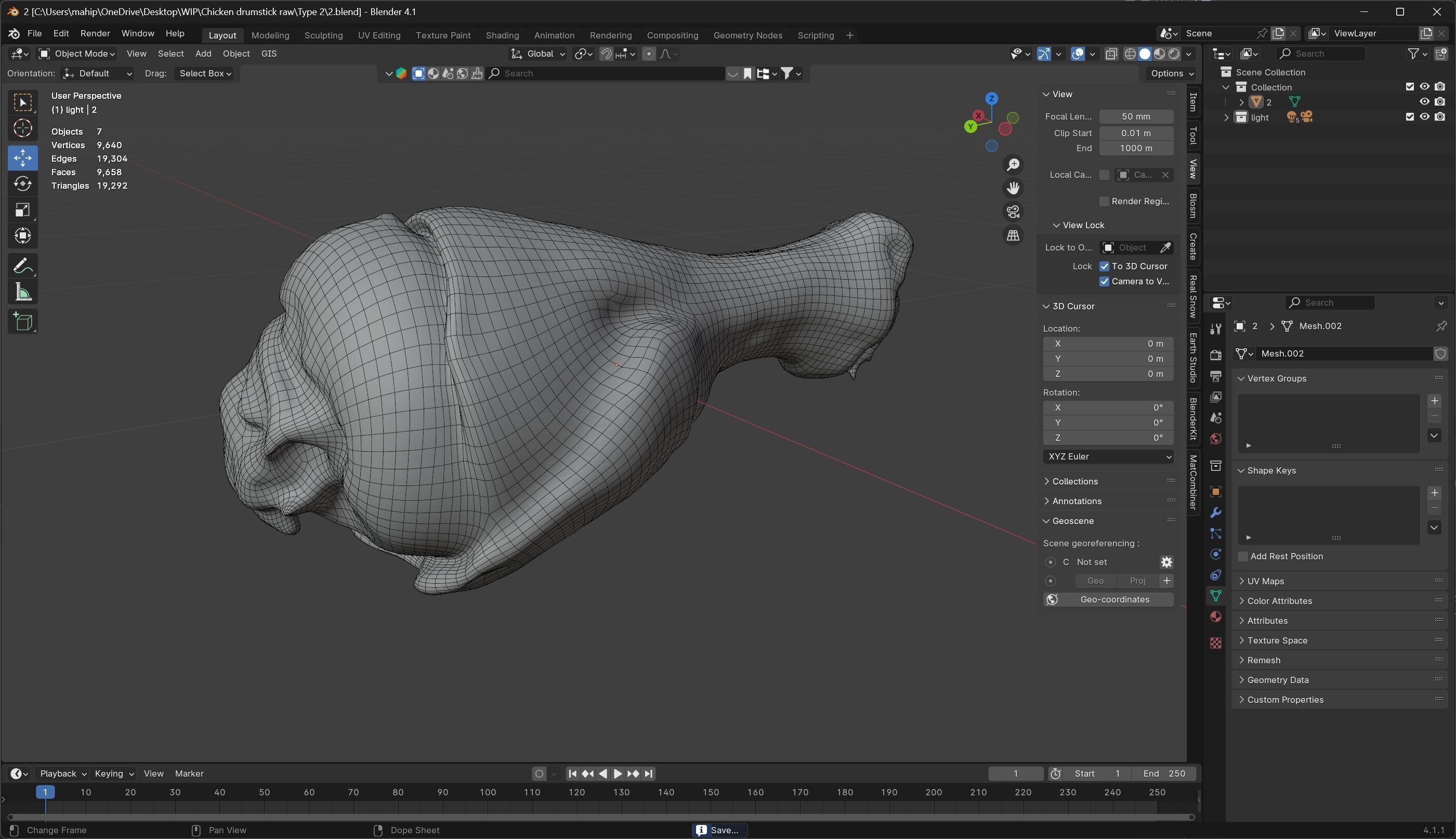Chicken drumstick raw v2 Low-poly 3D model_7