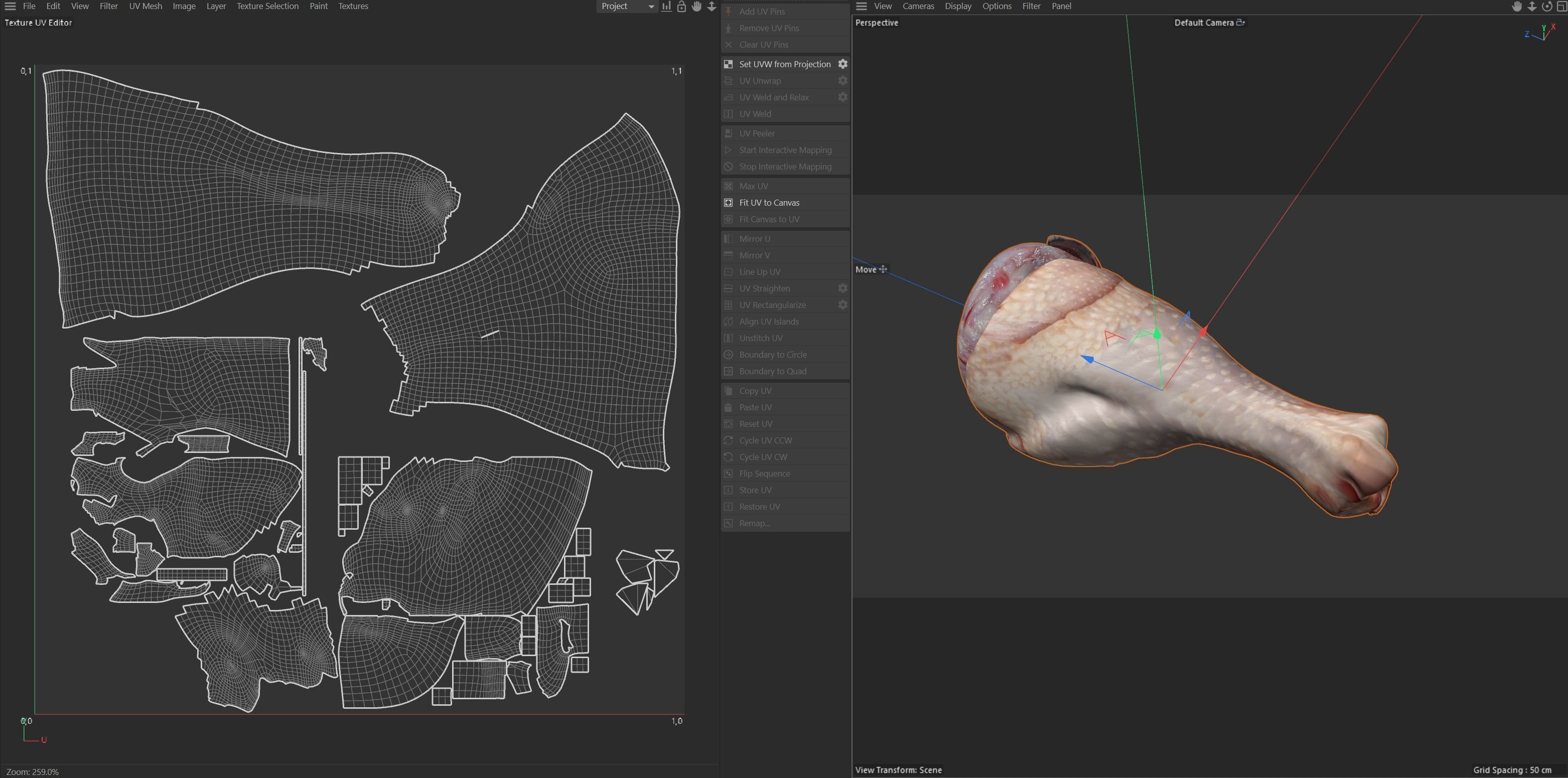 Chicken drumstick raw v2 Low-poly 3D model_6