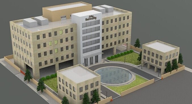 3D Architectural Complex Modern University Campus Low-poly 3D model