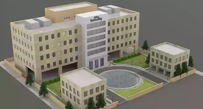 3D Architectural Complex Modern University Campus Low-poly 3D model