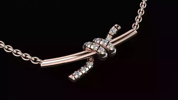 Tiffany Knot Small Pendant with Diamonds printing model