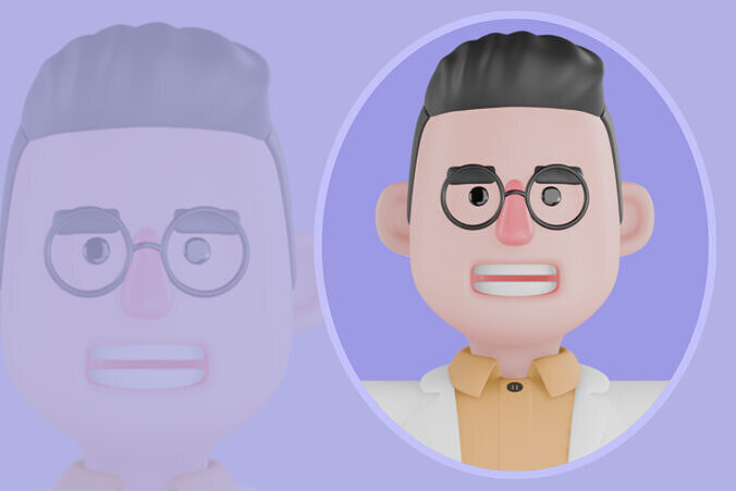 Stylized 3D Male Therapist Character - Cartoon Counselor 3DModel 3D model