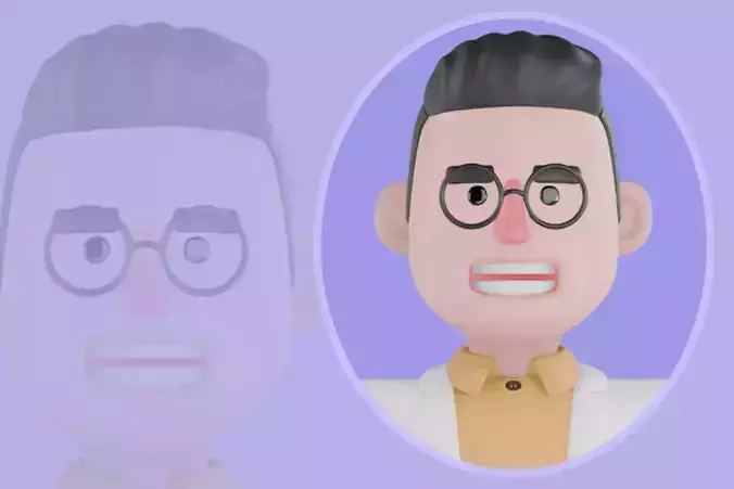 Stylized 3D Male Therapist Character - Cartoon Counselor 3DModel