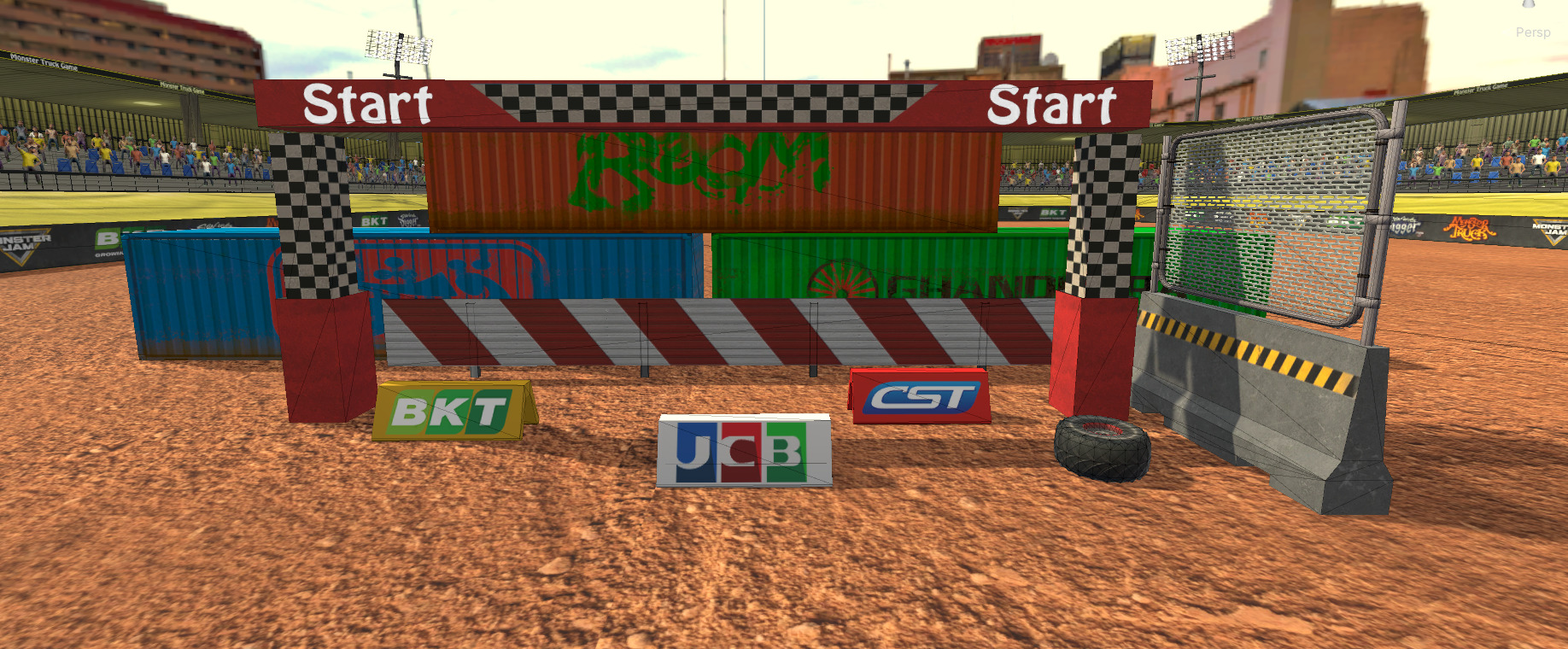 Mobile Ready Monster Truck Racing Environment - Racing Tracks Low-poly 3D model_8