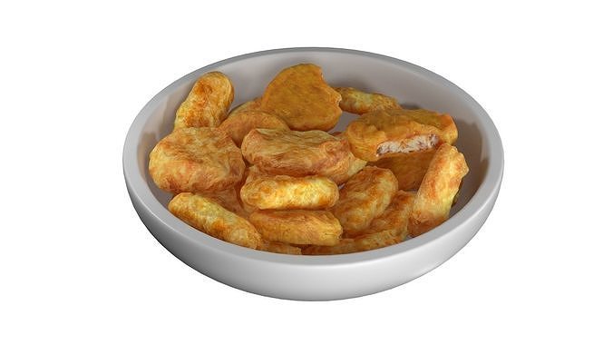 Chicken Nuggets bowl   Low-poly 3D model 2