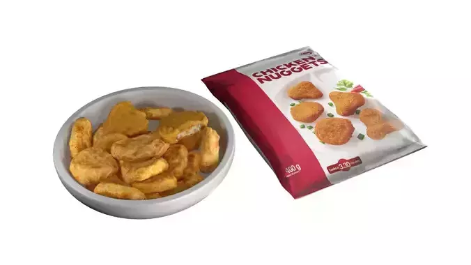 Chicken Nuggets bowl package  Low-poly 3D model