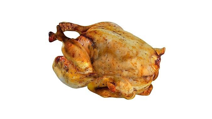 Chicken roasted whole   Low-poly 3D model