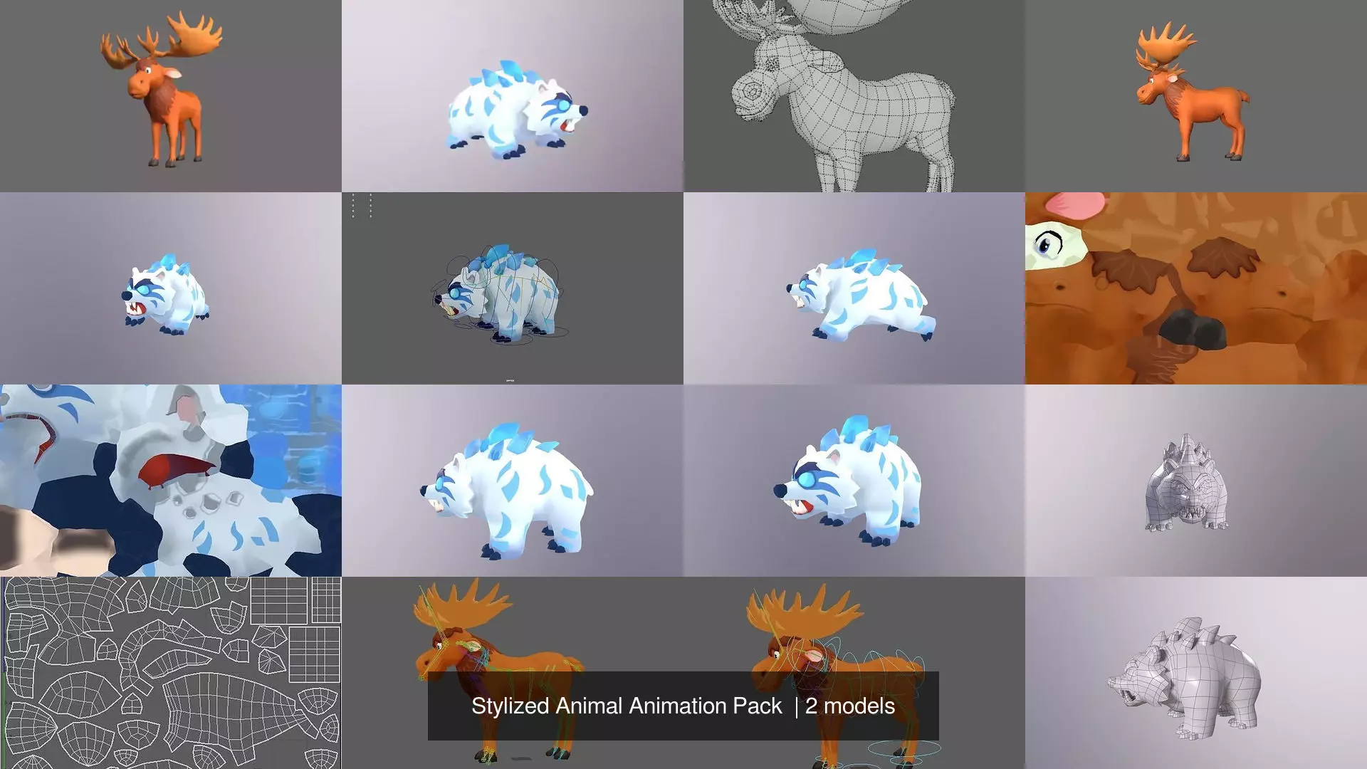 Stylized Animal Animation Pack 3D Model Collection_2