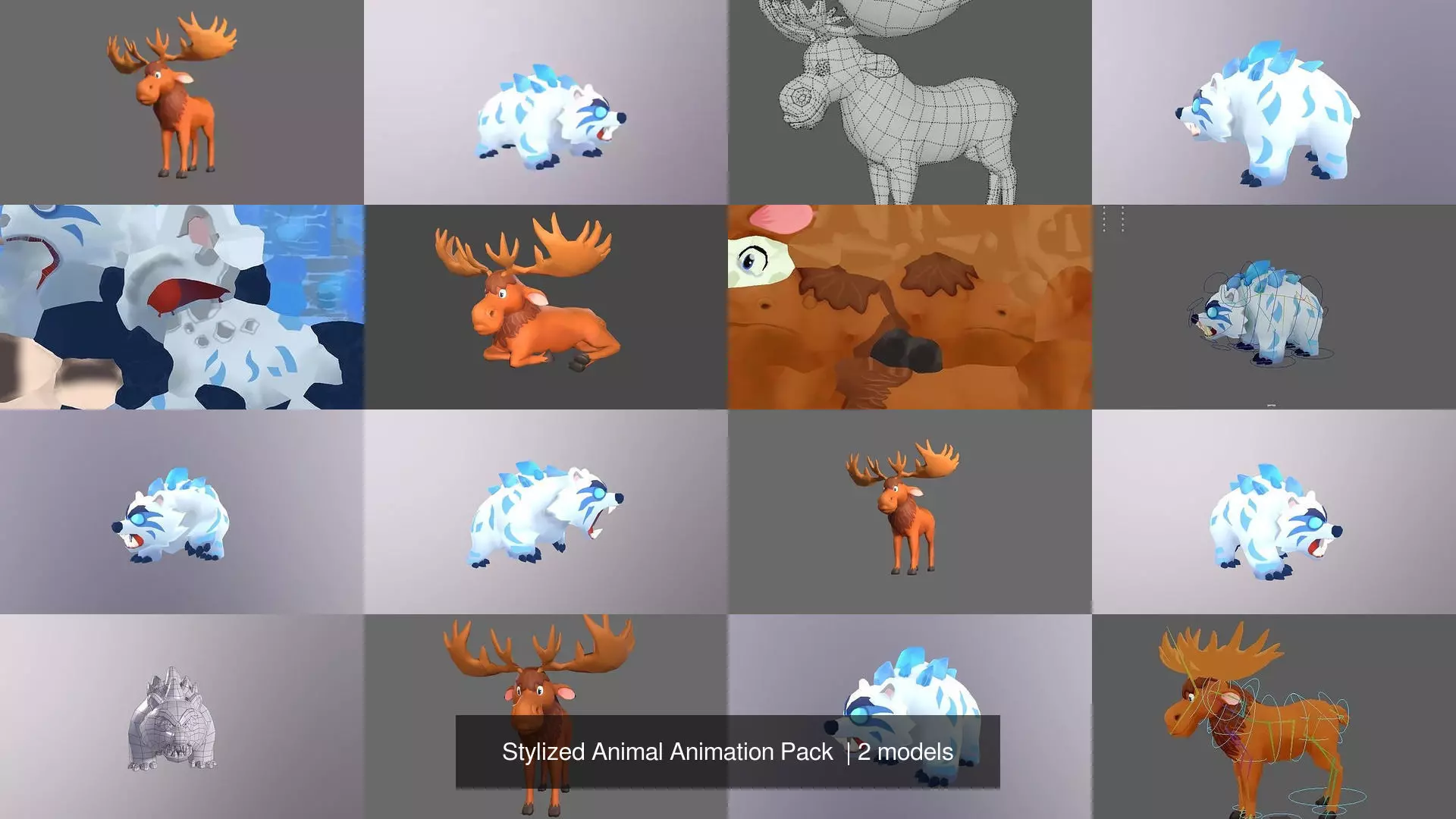 Stylized Animal Animation Pack 3D Model Collection_0