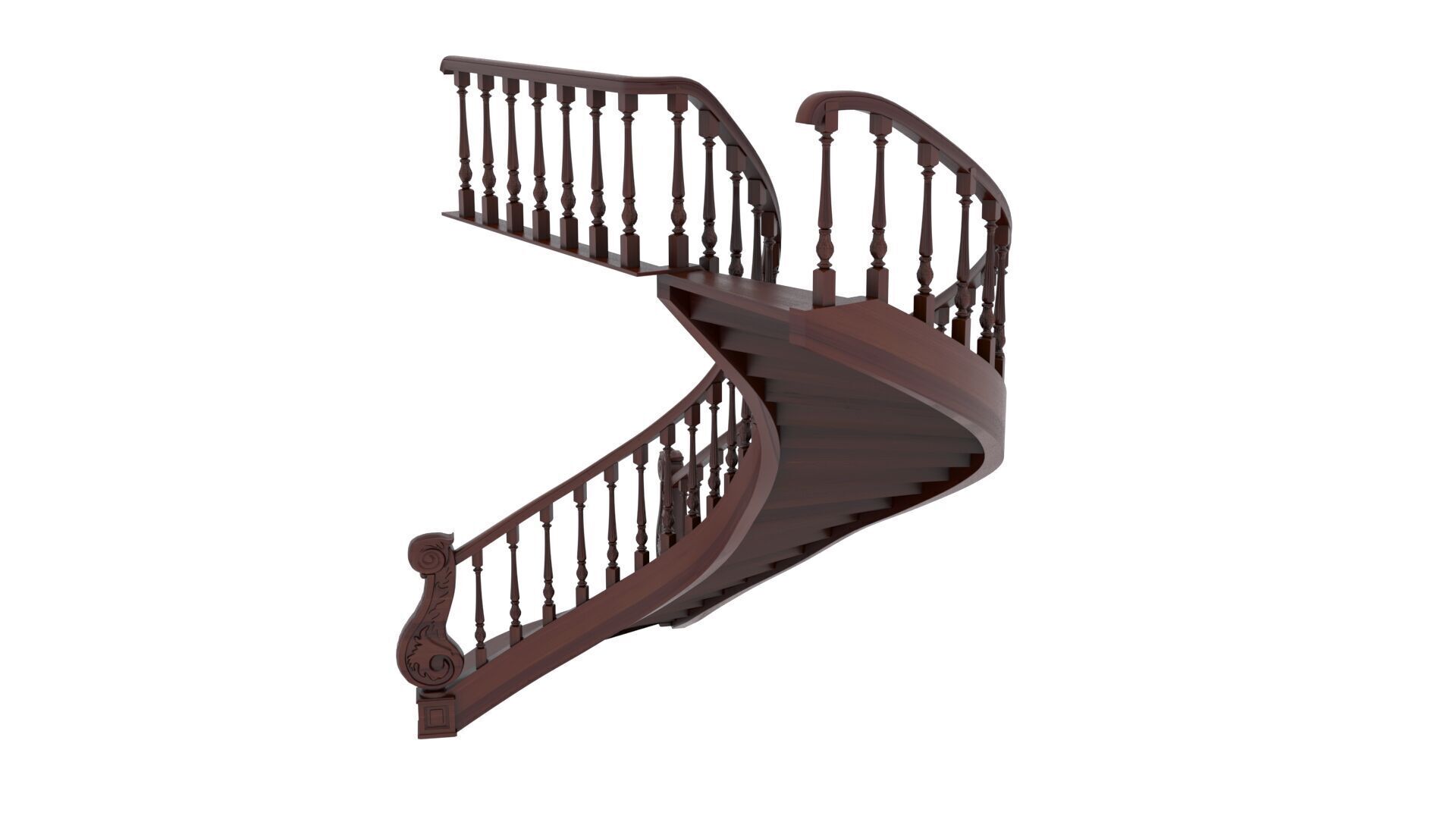 Wooden Stair 3D model_9