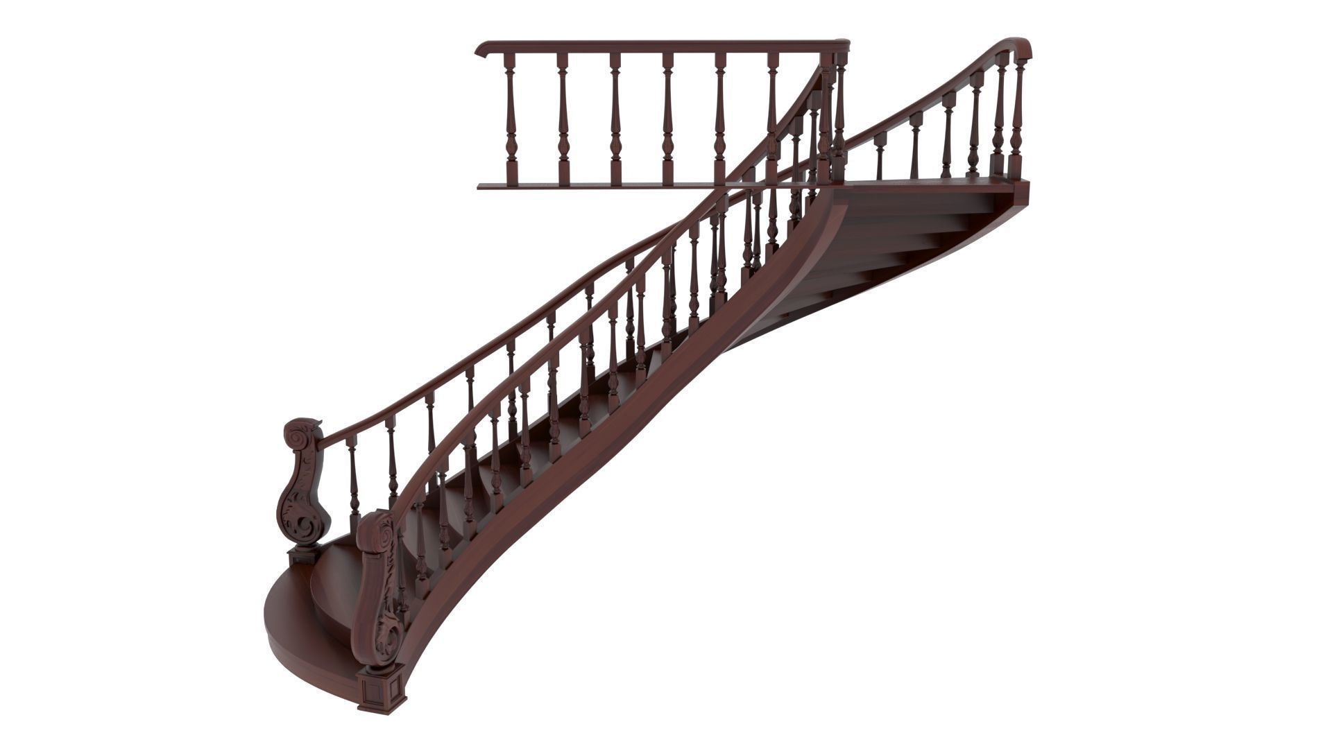 Wooden Stair 3D model_13