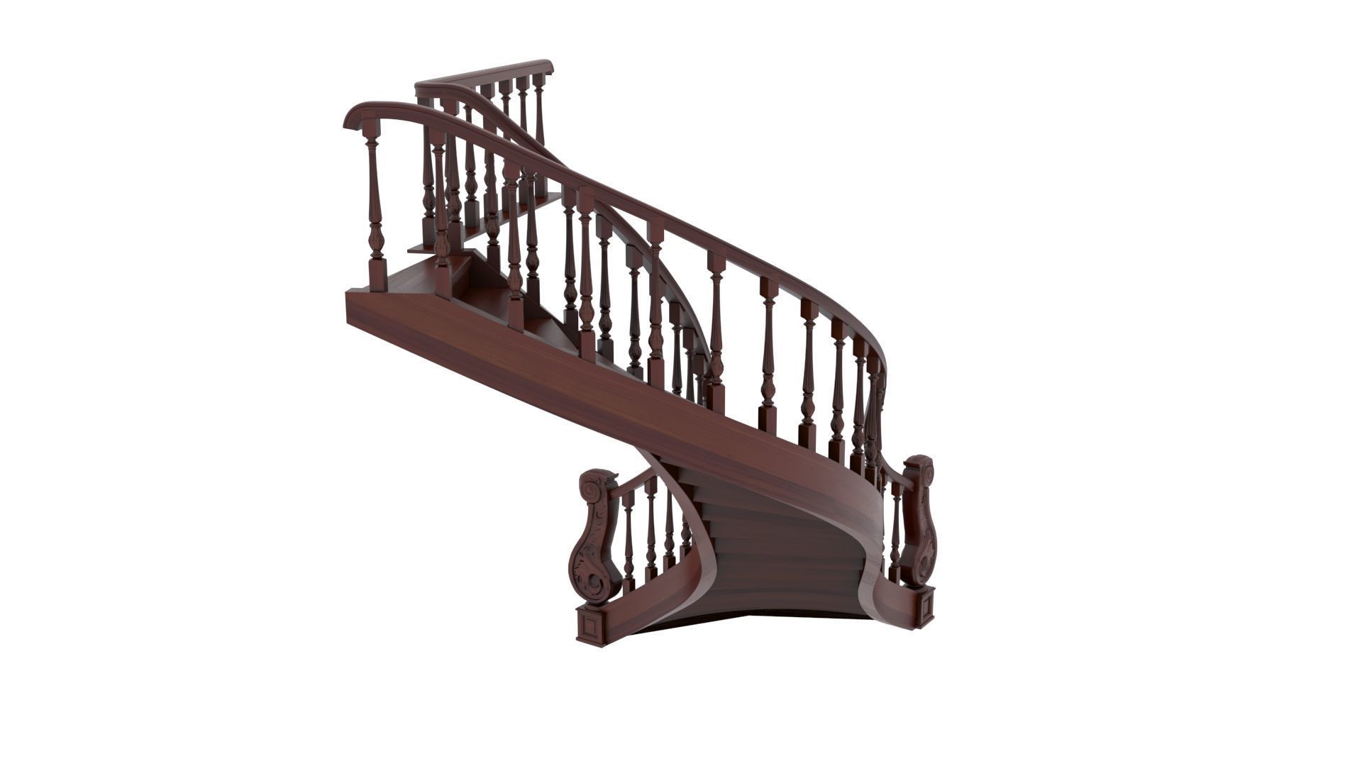 Wooden Stair 3D model_7