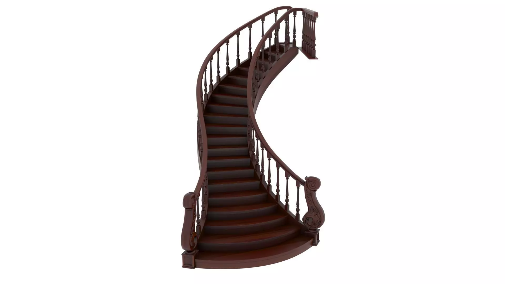 Wooden Stair 3D model_0