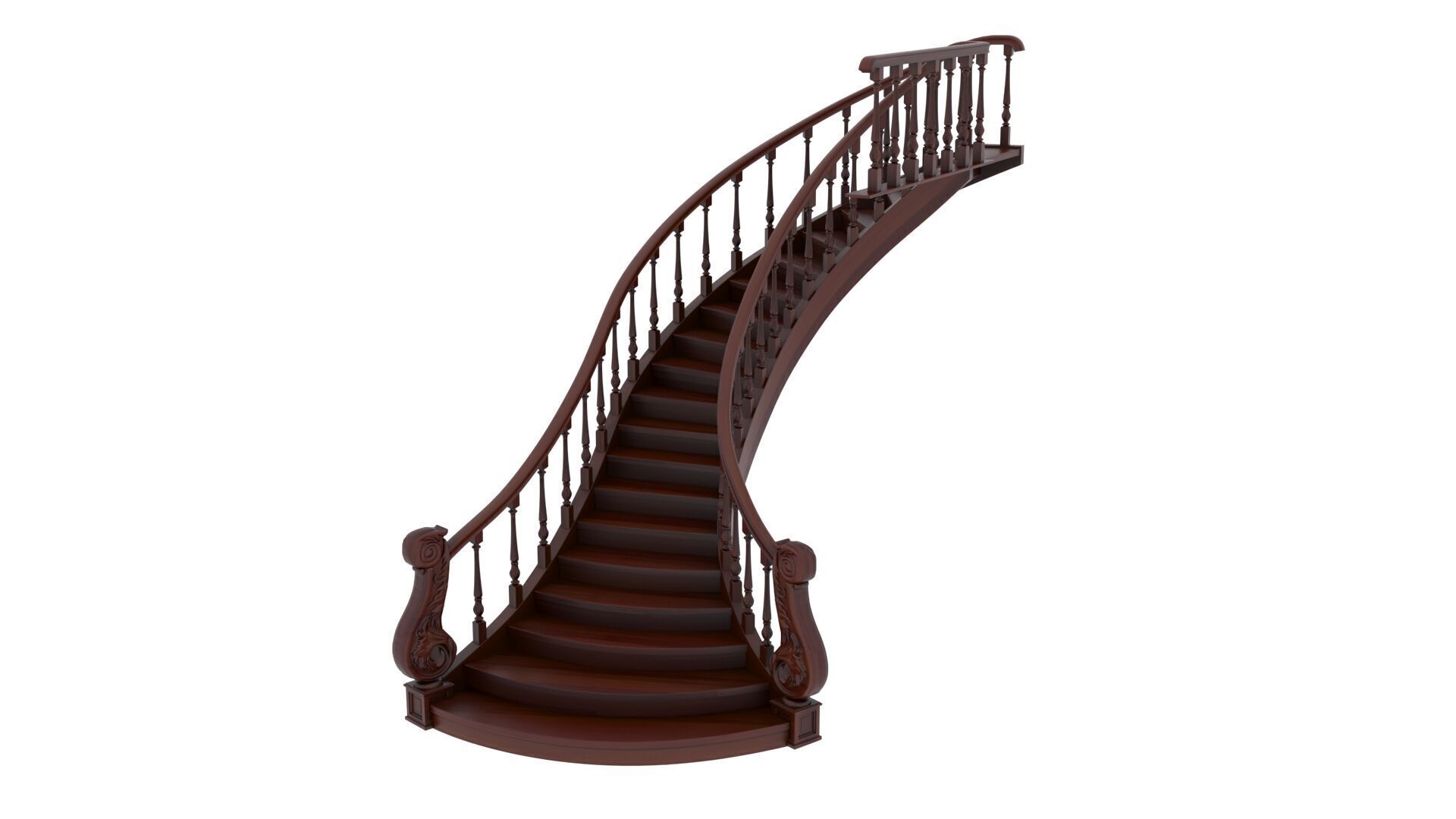 Wooden Stair 3D model_15