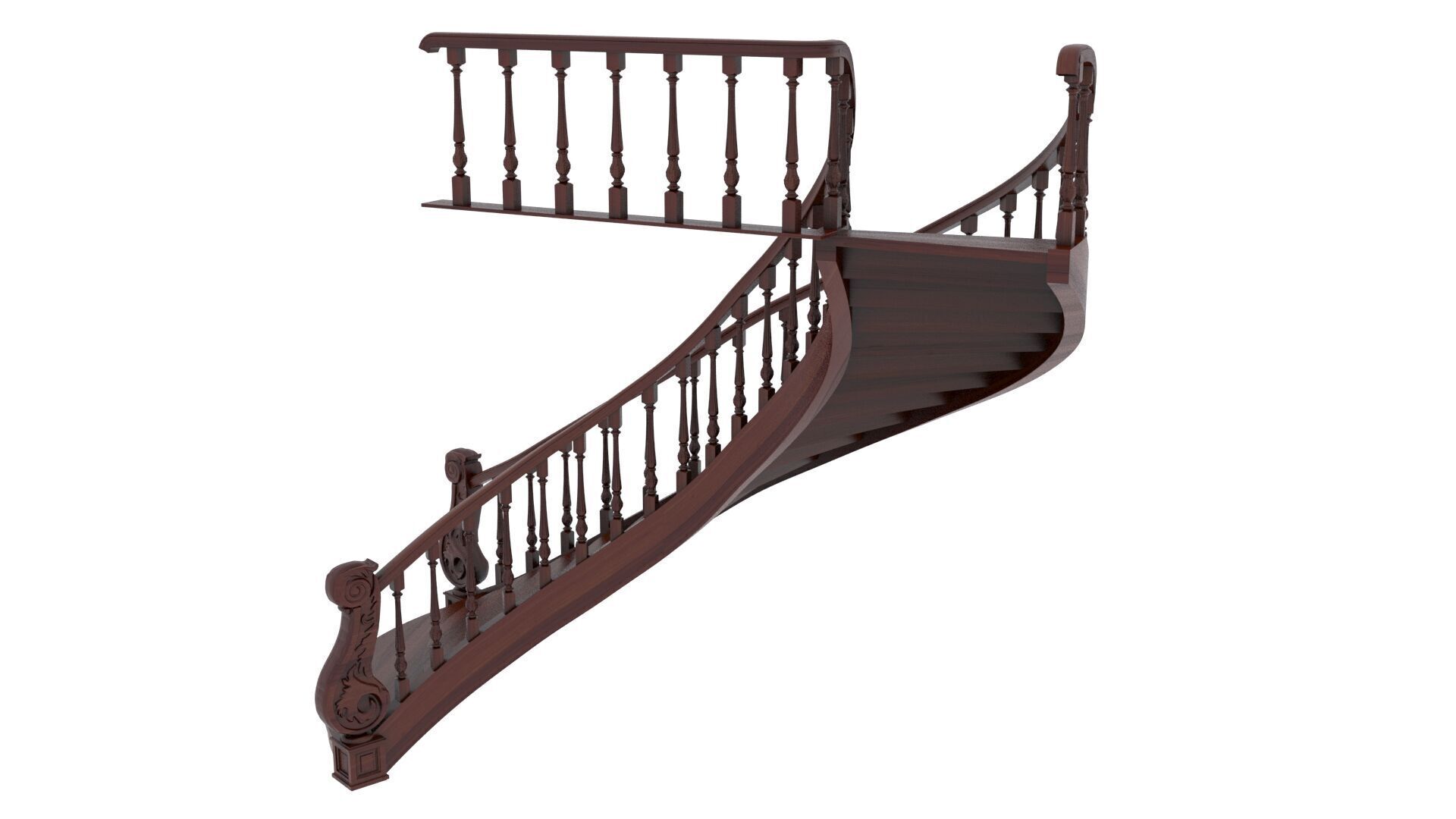 Wooden Stair 3D model_10