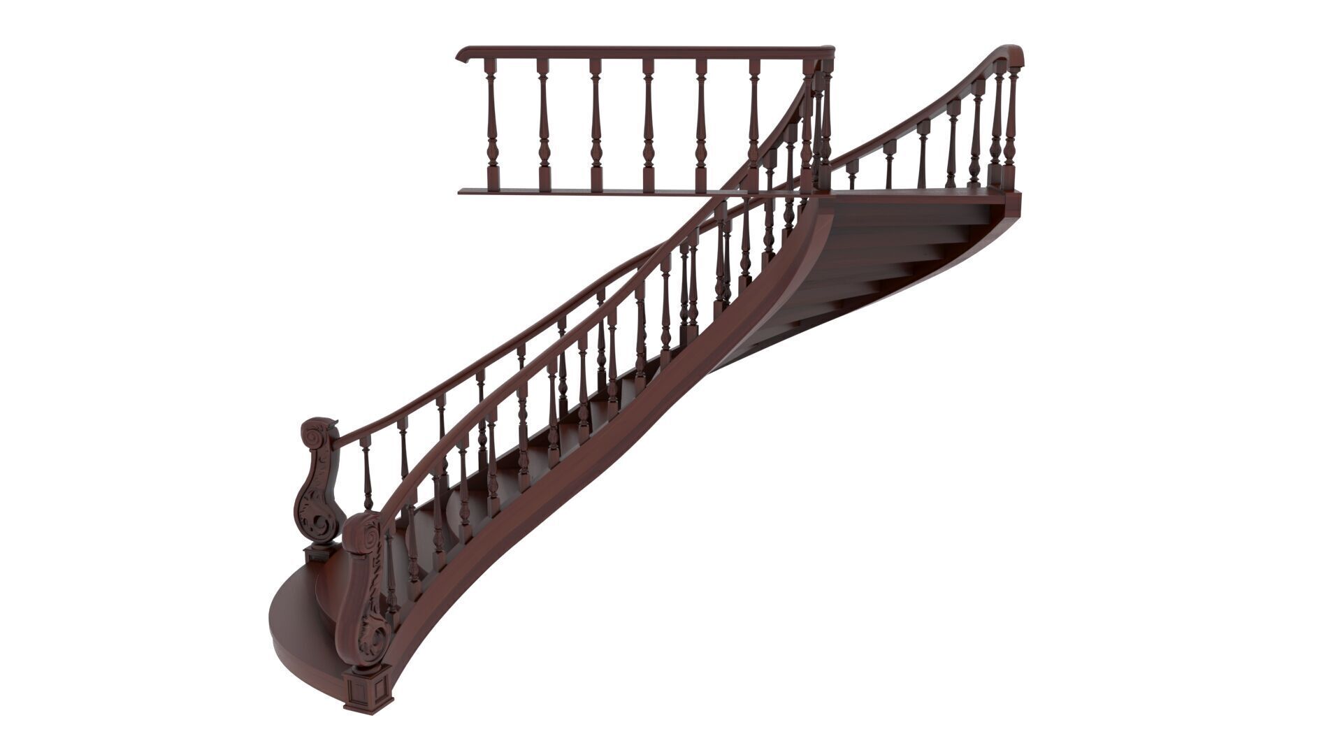 Wooden Stair 3D model_12