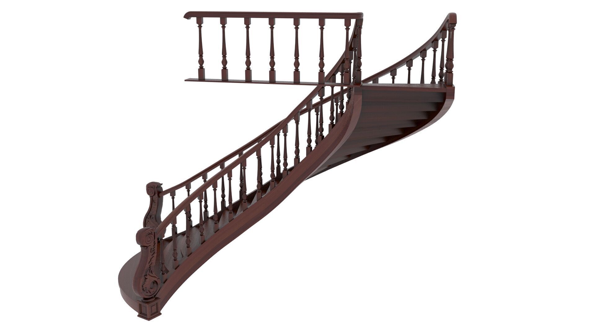 Wooden Stair 3D model_11