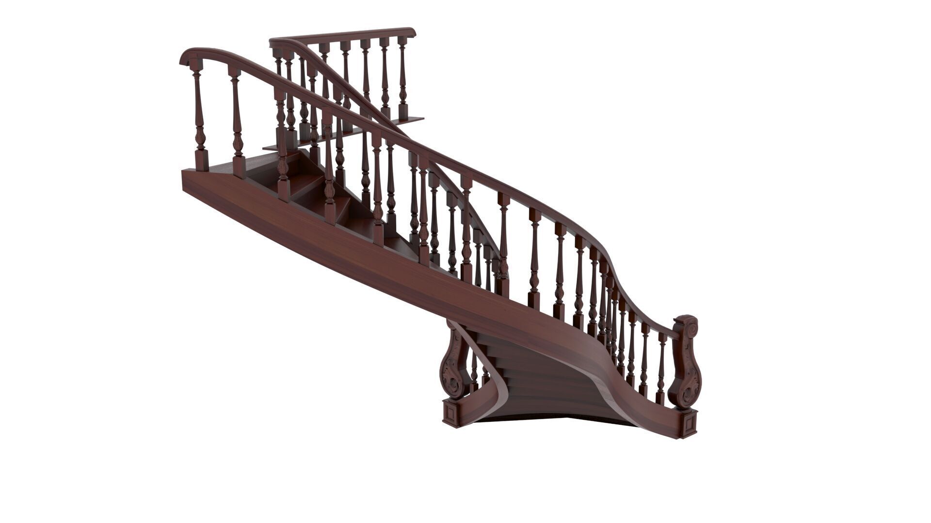 Wooden Stair 3D model_6