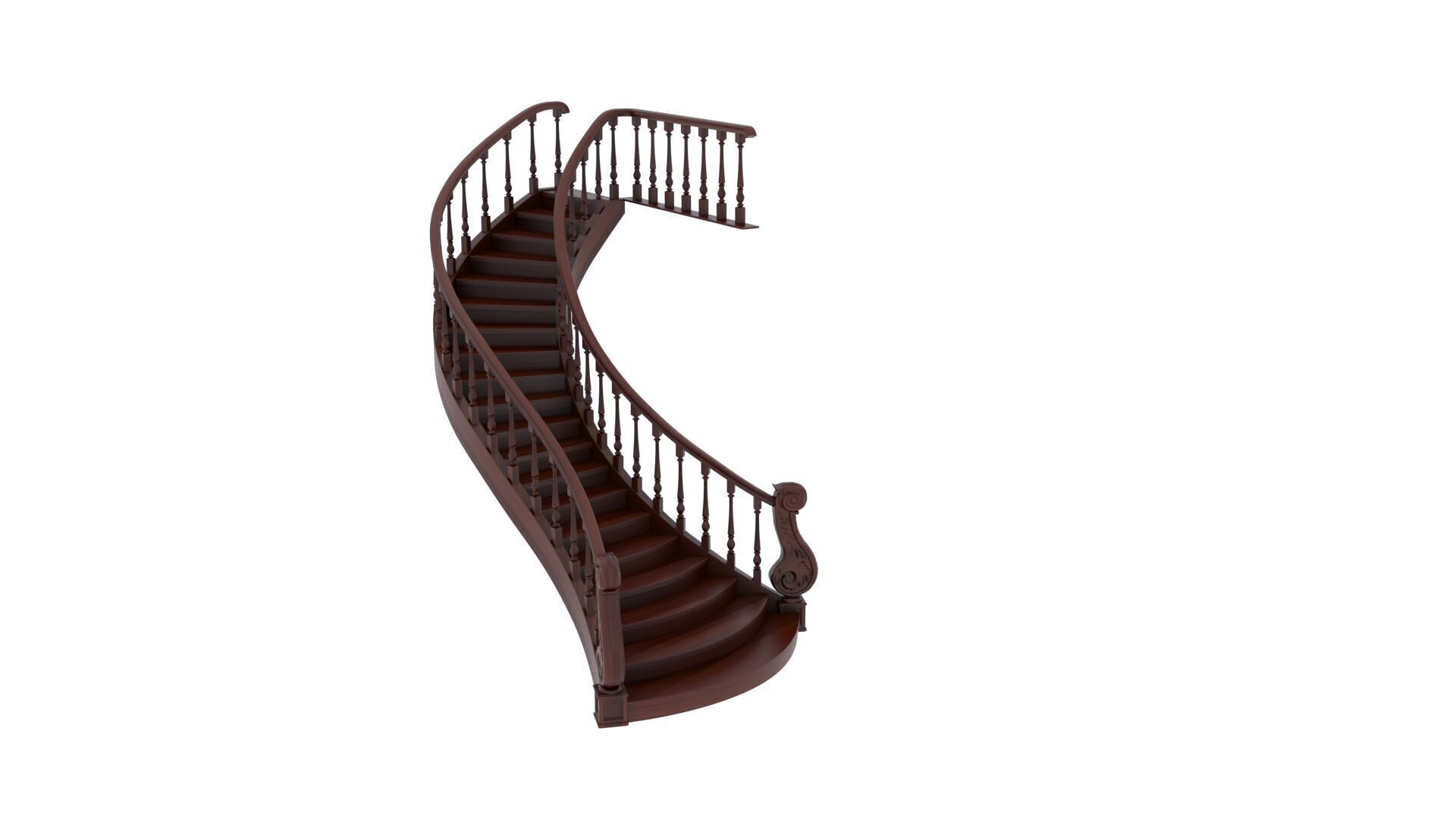 Wooden Stair 3D model_1
