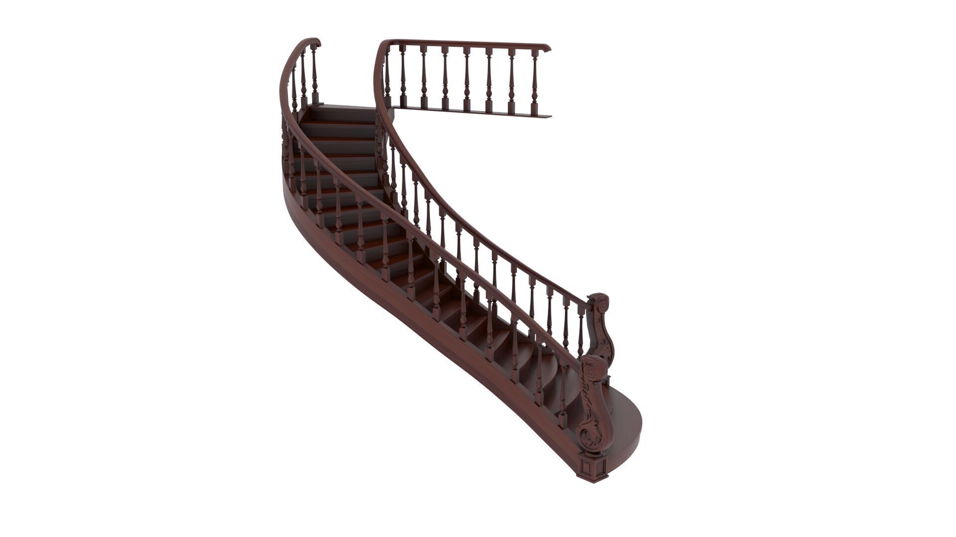 Wooden Stair 3D model_2