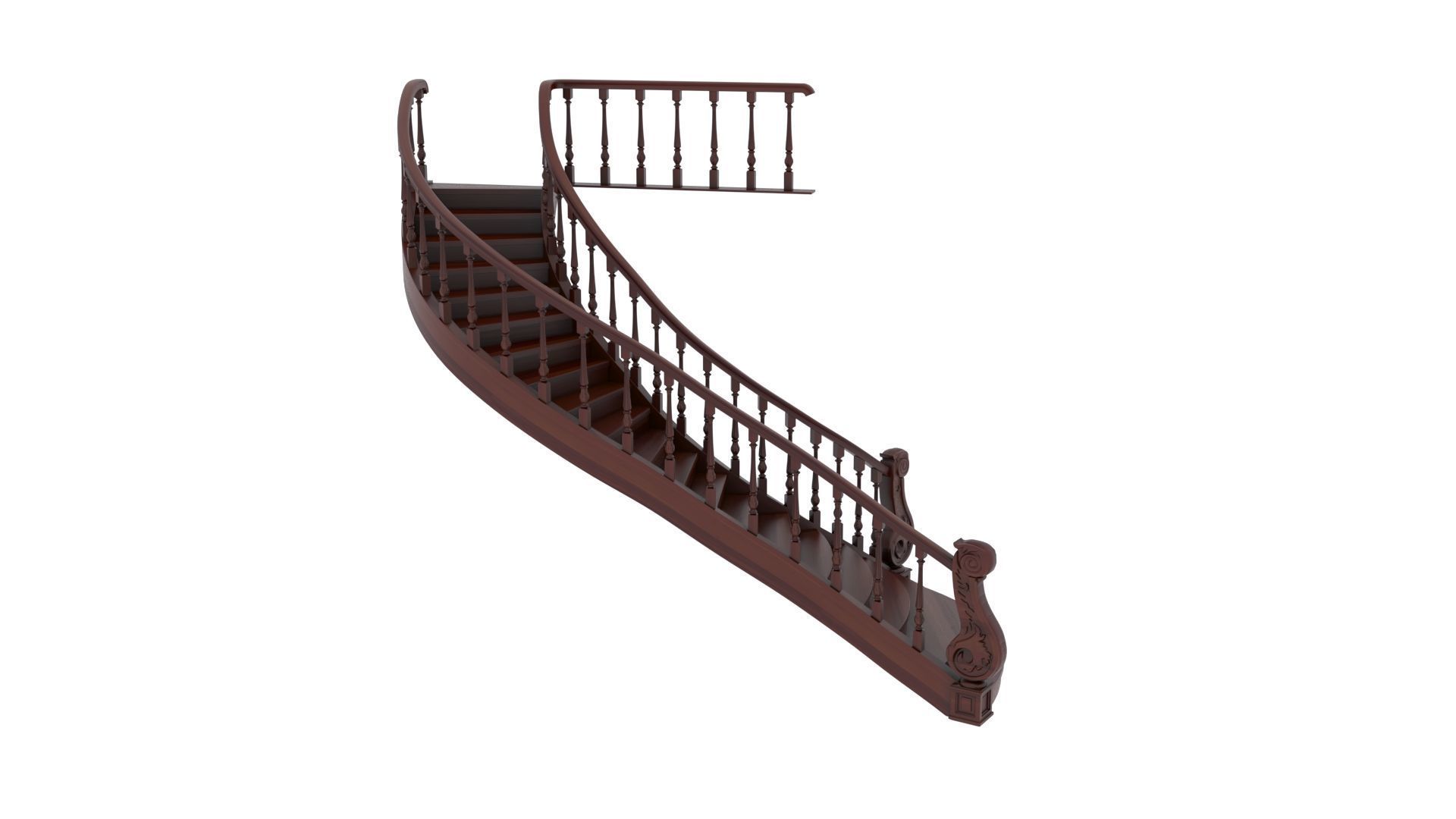 Wooden Stair 3D model_3