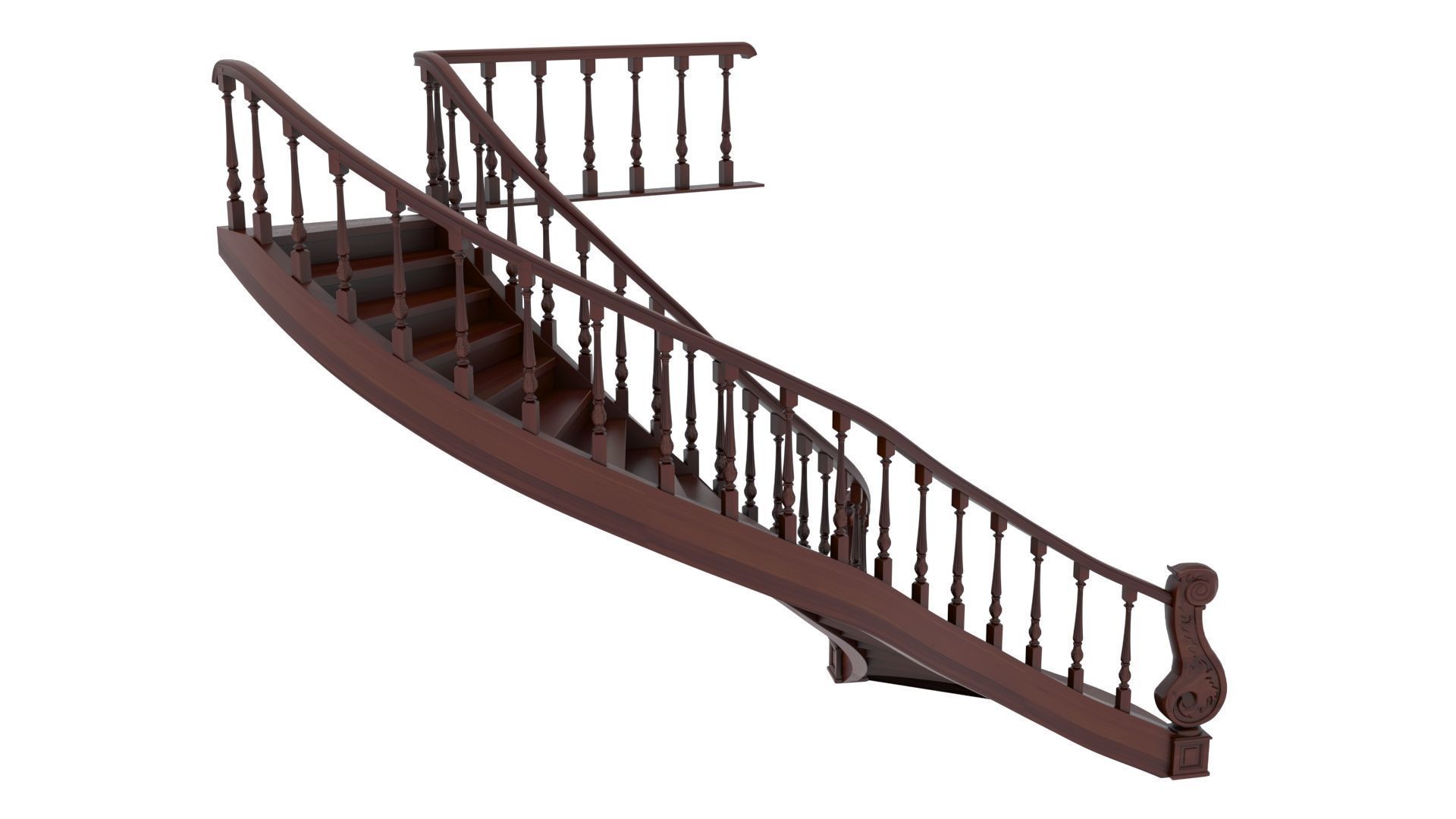 Wooden Stair 3D model_5