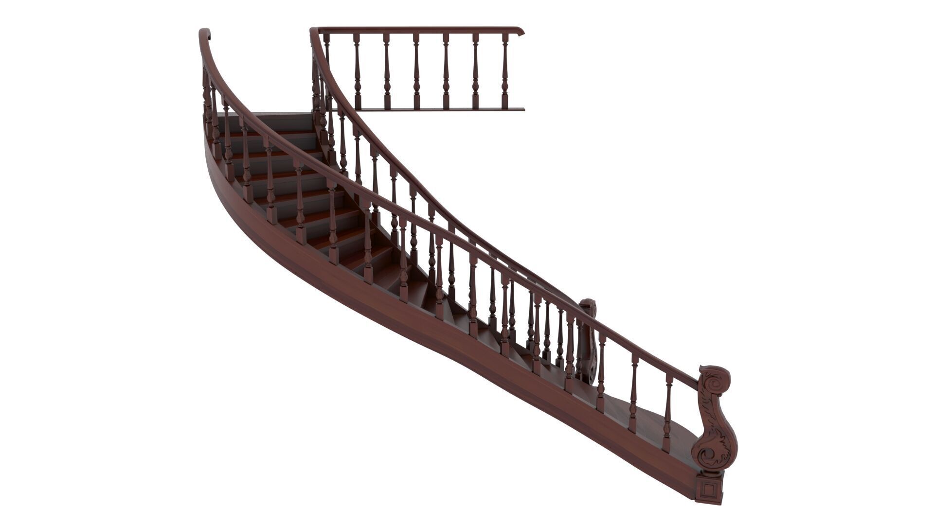 Wooden Stair 3D model_4