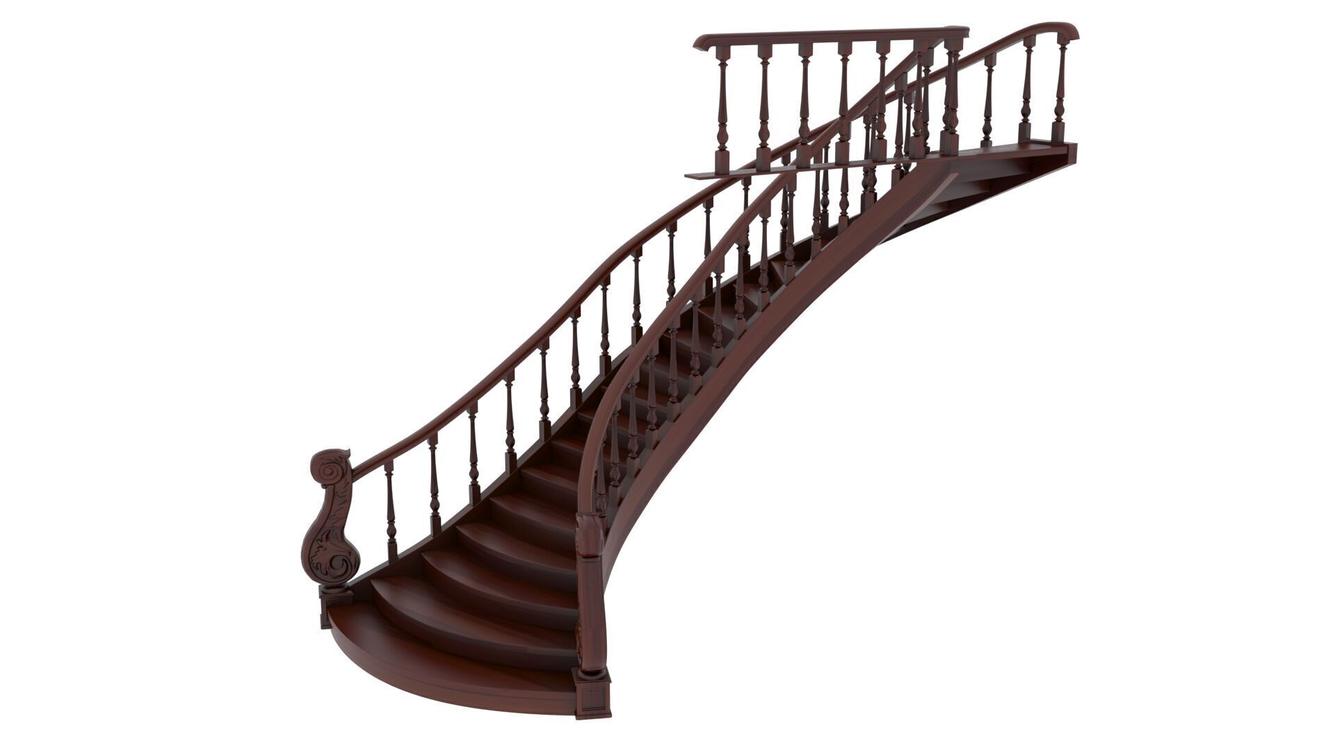 Wooden Stair 3D model_14