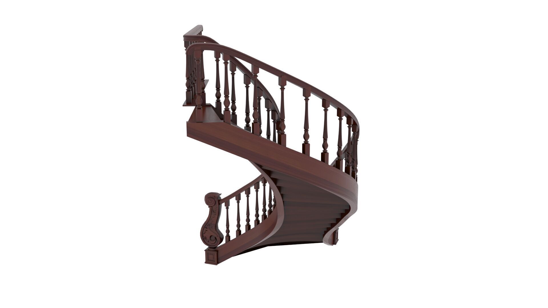 Wooden Stair 3D model_8